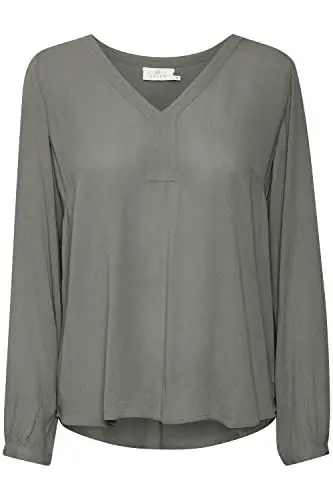 Produktbild: KAFFE Langarm-Bluse Amber Damen Bluse Amber Langarm V Ausschnitt Casual Shirt Smoked Pearl 34