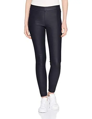 Produktbild: KAFFE Leggings Ada Damen Coated Leggings Slim Fit High Waist Kunstleder Hose Leder Look Midnight Marine 46