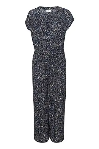 Produktbild: KAFFE Damen Tie Waist kurzen Ärmeln, langärmlig, Weite Legs Jumpsuit, Midnight Marine, 40