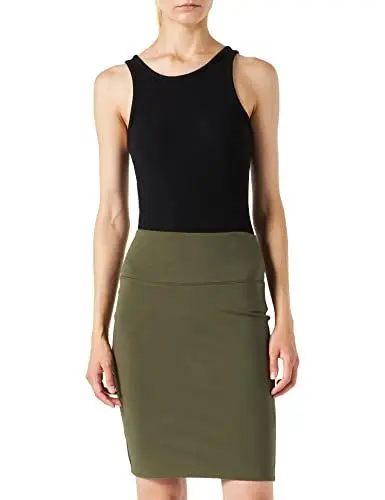 Produktbild: KAFFE Rock Penny Damen Rock Knielang Midirock Jersey Pencil Penny Skirt Strechy Bleistiftrock Grape Leaf L