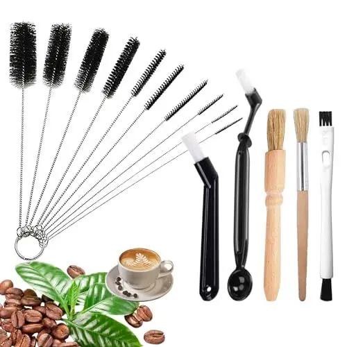 Produktbild: Kaffee Pinsel Barista Pinsel, 15 Stück kaffee reinigungsbürste, Kleine Reinigungsbürste Für Kaffeevollautomat, Strohhalm Bürste Set und Holz Griff Kaffeepinsel für Reinigungsgeräte für Kaffeemaschinen