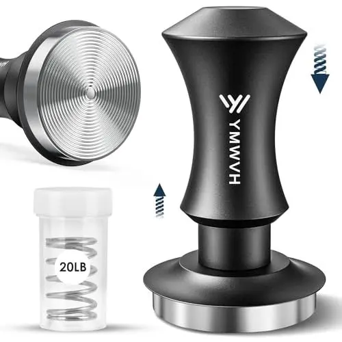 Produktbild: YMWVH Kaffee Tamper mit Base Ripple 51mm, Edelstahl Espresso Tamper mit 20lb/30lbs-Ersatzfedern,Barista Stempel Kaffeepresse für 51mm Bodenloser Siebträger