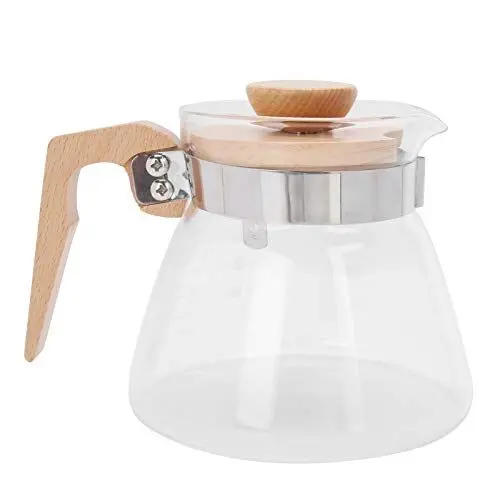 Produktbild: Kaffee Tee Karaffen Kaffeekanne, Pour Over Kaffeemaschine 600ml Glas Kaffee Server Topf mit hölzernen Griff und Deckel für das Heim Büro