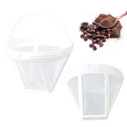 Produktbild: Kaffeefilter Wiederverwendbar 2 Stück Kunststoff Dauerfilter Kaffee größe 4 Weiß Kegelförmig Trichter mit Griff für Kaffeekanne Kaffeemaschine