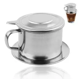 Produktbild: Kaffeefilter, vietnamesischer Edelstahl, vietnamesischer Kaffee-Tropffiltertopf, Tropffilter, Kaffeemaschine, Einzel-Servierbecher, manuelles Tropf-Infuser, Büro, Zuhause, Reisen, Kaffeemaschine