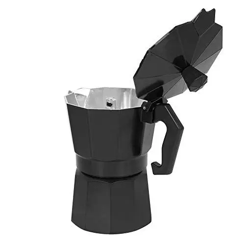 Produktbild: Kaffeekanne, 150ml 3 Tassen Espressokanne, 14x9x15cm Aluminium Espressomaschine Für Herd, Gasherd, Elektroherdheizung(Schwarz)