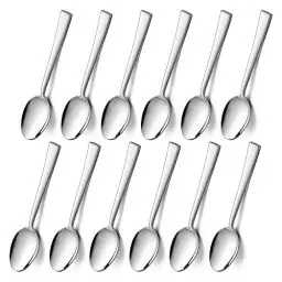 Produktbild: Kaffeelöffel, HaWare Edelstahl Teelöffel Dessertlöffel 12er Set, Kleiner Löffel für Zuhause, Restaurant, Küche, Glatte Kante & Hochglanzpoliert, Spülmaschinenfest (14cm, Silber)