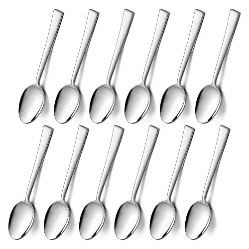 Produktbild: Kaffeelöffel, HaWare Edelstahl Teelöffel Dessertlöffel 12er Set, Kleiner Löffel für Zuhause, Restaurant, Küche, Glatte Kante & Hochglanzpoliert, Spülmaschinenfest (14cm, Silber)