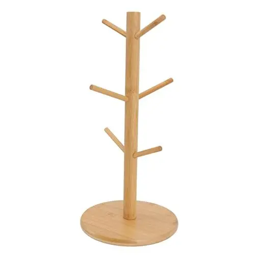 Produktbild: Kaffeetassenhalter, Kaffeetassenhaken, Bambus-Kaffeetassen-Organizer, Kaffeetassenhalter, Kaffeetassenregal, Kaffeetassenständer mit 6 Haken für die Küchentheke