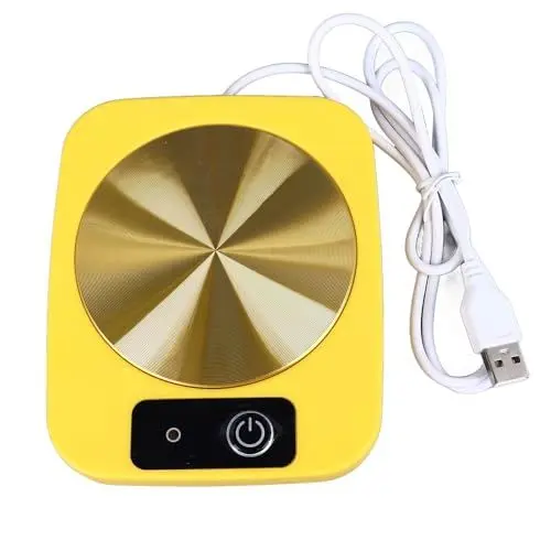 Produktbild: Kaffeetassenwärmer, intelligenter, USB-betriebener tragbarer Tassenwärmer mit konstanter Temperatur, wasserdichter und energiesparender Kaffeewärmer für Büro, Reisen und Zuhause (Gelb)