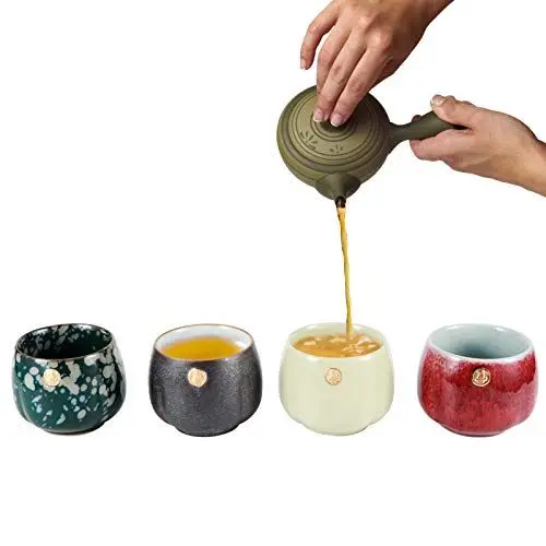Produktbild: Kaffee-Teetasse 4 Stück Retro-Ofen-gebackene Teetasse-Set Keramik-Kung-Fu-Teegeschirr im japanischen Stil für Kaffee, Cappuccino, Latte, Americano und Tee(EIN)