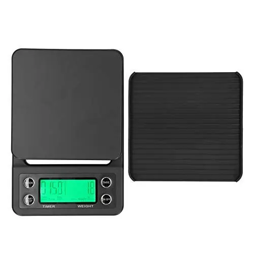 Produktbild: Kaffeewaage mit Timer, 3 kg / 0,1 g Tragbare elektronische digitale Küchenwaage mit Timer Über Kaffee-Waage schwarz gießen