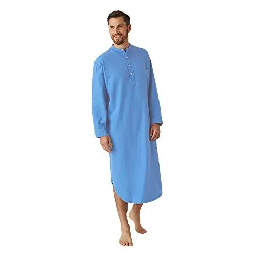Produktbild: Kaftan Herren Lang Thobe Muslim Kaftan Herren muslimische Kleidung Saudi-Arabien Thobe Robe Islam Kaftan Thobe Robe Dubais Langhemden Ethnische Kleidung Ramadan Kostüme(Blue,L)