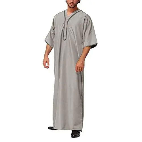 Produktbild: Kaftan Herren Lang Thobe Muslim Kaftan Herrenkafatan Kleid Thobe Herrenmuslimische Kleidung Islam Arabische Kafatan Kleidung Taillen Hemd Ethnische Kleidung Dubai Kleidung(Grey,L)
