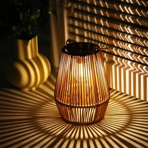 Produktbild: KagoLing Solar Laternen für Außen, 1 Stücke Solarlampen für Draußen im Böhmischen Stil mit LED-Glühbirne Hängend/Stehend Handgestrickte Solarlampen für Terrasse Garten Innenhof Balkon Deko weihnachten