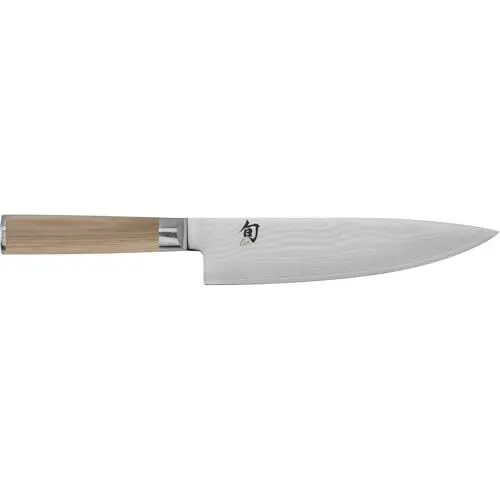 Produktbild: KAI Shun Classic White japanisches Kochmesser 20 cm Klingenlänge - Damastmesser 32 Lagen VG MAX Kern - 61 (±1) HRC - Pakkaholzgriff - Made in Japan - Küchenmesser Chefmesser geschmiedet