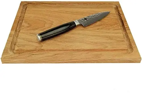 Produktbild: Kai Shun Tim Mälzer Angebotsset, ultrascharfes Officemesser TDM-1700, 9 cm Klinge aus 32-Lagen Damaststahl + großes Schneidebrett 30x22cm Sonderangebot