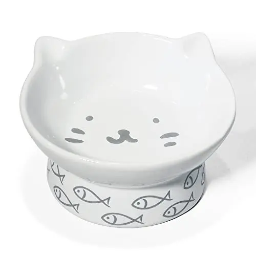 Produktbild: Kaiikai's Elevated Katzen- und Hundenapf, 150 ml, Keramik-Wassernapf für kleine und mittelgroße Hunde, 7,6 cm geneigter erhöhter Futternapf