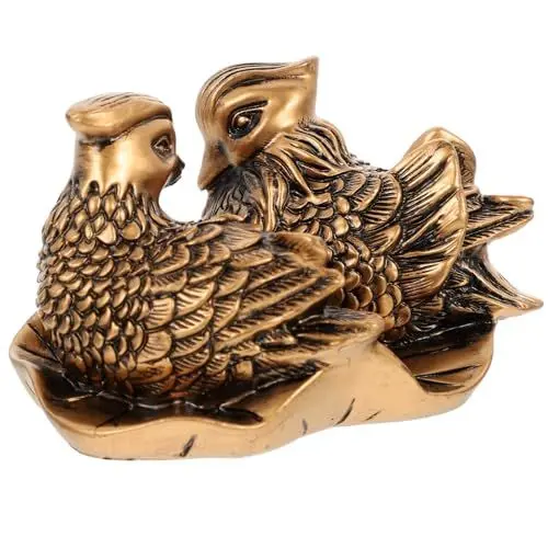 Produktbild: KAILIKETIY Mandarinente Statue aus Harz Hochzeitsgeschenk Liebesvögel Figur für Hochzeitsdekoration Desktop Skulptur Geschenkidee für Jubiläen und Anlässe