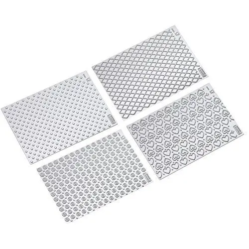 Produktbild: Original Kaiser Inspiration Motiv-Schablonen-Set 4-teilig Inspiration Sweet & Style großflächige Prägung 8 attraktive Prägemotive im DIN A4 Format transparent zum leichten Aneinanderreihen des Strukturmotivs.