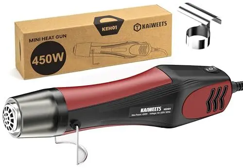 Produktbild: KAIWEETS Mini Heißluftpistole, Handheld Heißluftföhn 450W Schnelles Aufheizen Heissluftgebläse mit 2 Temperatureinstellungen für Acrylharz Handwerk, Basteln, Epoxidharz, Schrumpffolie