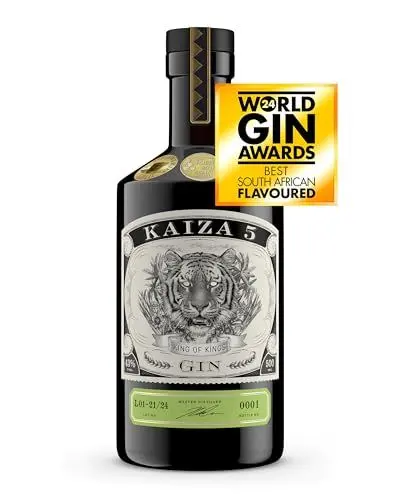 Produktbild: KAIZA 5 GIN - 0,5 l - 43% | Der ausgezeichnete Gin aus Südafrika/Kapstadt | Frisch, weich, exotisch mit schwarzer Johannisbeere und Grapefruit | Perfekt als Gin Tonic (500 ml)