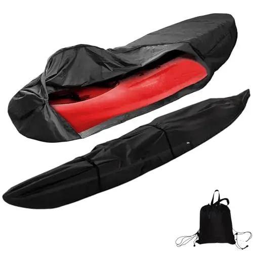 Produktbild: Kajak Abdeckung 3m-5.5m Kanu Abdeckung Plane Bootsplane Kajak Persenning Kanu Abdeckplanekanu Wasserdicht UV-Beständig Staubdicht Abdeckplane für Kanu Kajak Abdeckungen(Black,5 m/16ft)
