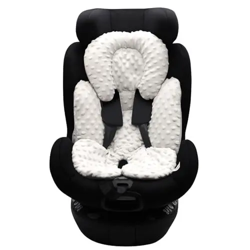 Produktbild: KAKIBLIN Babyautositzeinlage, Kopf- und Körperstütze für Neugeborene, 2-in-1 wendbares Baby-Autositzkissen, weicher Kinderwagenkisseneinsatz für Autositze, Wippe, Kinderwagen, Schaukel