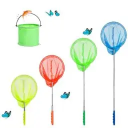 Produktbild: KAKOO 5TLG Teleskop Kescher Kinder Fische Angeln Kescher Pool Fischernetz Schmetterlingsnetz Fischkescher Casher Kinder mit Teleskopstange Gartenaktivitäten Natur Wissenschaft Exploration Werkzeug