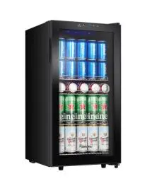 Produktbild: Kalamera Getränkekühlschrank, Bierkühlschrank mit Touch-Bedienfeld, 3-18°C Kühlzone, Flaschenkühlschrank 86 Liter, Blaue LED-Innenbeleuchtung, 41 dB, KRC-86GE