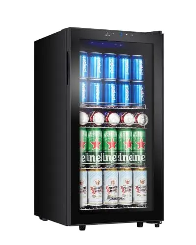 Produktbild: Kalamera Getränkekühlschrank, Bierkühlschrank mit Touch-Bedienfeld, 3-18°C Kühlzone, Flaschenkühlschrank 86 Liter, Blaue LED-Innenbeleuchtung, 41 dB, KRC-86GE