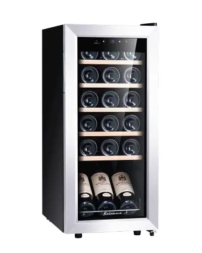 Produktbild: Kalamera Weinkühlschrank, 18 Flaschen 51 Liter Weinkühlschrank klein mit Kompressor, 5-18°C Kühlzone, KRC-51FCSS