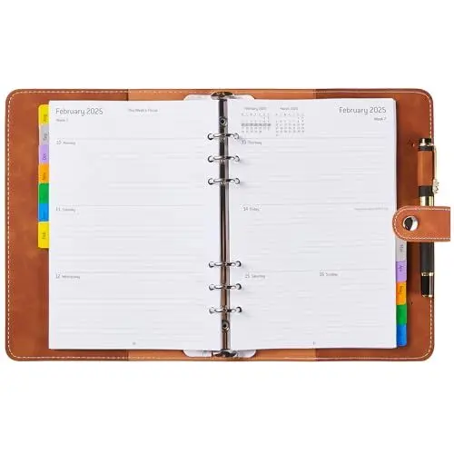 Produktbild: Kalender 2024 2025 Buchkalender A5 Nachfüllbar, 1 Woche 2 Seite mit Tabs, Tasche, Kontakt, Wochenplaner Ringbuch, Lehrerkalender 24/25 Schulplaner Studienplaner Planer für Schüler Lehrer
