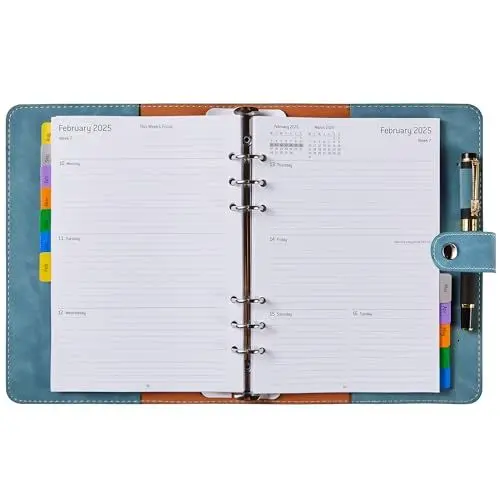 Produktbild: Kalender 2024 2025 Wochenplaner A5 Nachfüllbar, 1 Woche 2 Seite mit Tabs, Tasche & Stiftschlaufe, Schülerkalender 2024/25 Ringbuch, Buchkalender Planer für Schule Büro Familie, Aug’24-Jul’25