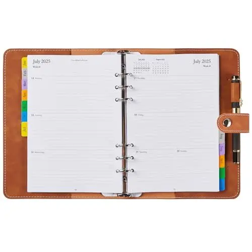 Produktbild: Kalender 2025 A5 Nachfüllbar, Terminplaner/Wochenplaner Ringbuch mit Tabs, Tasche, Stiftschlaufe, Softcover Buchkalender 1 Woche 2 Seiten, Organizer mit Budget Notizen Kontakt, Jan’25-Dez’25
