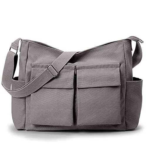 Produktbild: KALIDI Canvas Umhängetasche Crossbody Messenger Bag Schultertaschen Damen Herren Große Casual Hobo Bag Wasserbeständig Schulter Tote Bag
