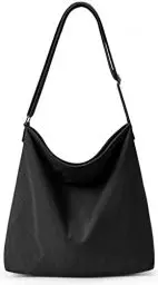 Produktbild: KALIDI Cord Tasche Umhängetasche mit Reißverschluss Wasserdicht Shopper Damen Große Tote Bag Crossbody Schultertasche Handtasche für Arbeit Büro Reise Einkauf, Schwarz