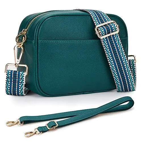 Produktbild: KALIDI Damen Umhängetasche, stylisch Veganem Leder Breiter Gurt Crossbody Schultertasch mit 2 verstellbaren Riemen für tägliches Arbeiten, Einkaufen, Verabredungen, Reisen
