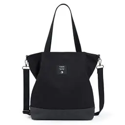 Produktbild: KALIDI Groß Damen Umhängetasche/Handtasche Canvas Tasche Schultertasche Totepack Shopper Casual Hobo Bag Crossbody Bag für Schule Büro Arbeit Reisen Ausflug Einkauf (Schwarz2)