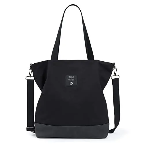 Produktbild: KALIDI Groß Damen Umhängetasche/Handtasche Canvas Tasche Schultertasche Totepack Shopper Casual Hobo Bag Crossbody Bag für Schule Büro Arbeit Reisen Ausflug Einkauf (Schwarz2)