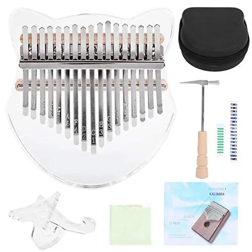Produktbild: Kalimba Thumb Piano, Kalimba Crystal Shape Thumb Piano Kit 17 Key Beginner Music Instrument with Bag for decoration and practice(Trasparente)