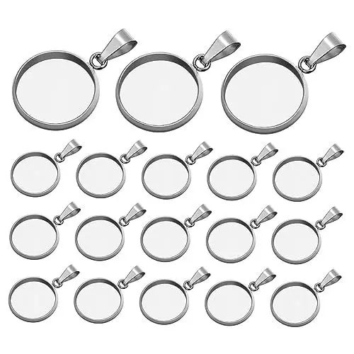 Produktbild: KALLORY 20st Anhänger Tabletts Lünettenanhänger Einfassungen Für Die Schmuckherstellung Anhängerhalter Kettenverschlüsse Für Lagenlook Lünette Leerer Schmuck Silberne Armreifen Silver