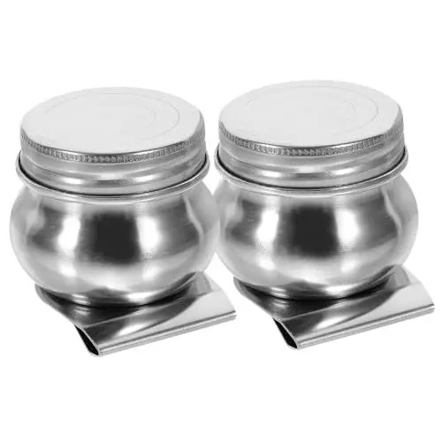 Produktbild: KALLORY 2 Stücke Große Öffnung Ölgemälde Palette Tasse Deckel Edelstahl Für Künstler