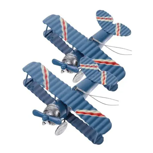 Produktbild: KALLORY Metallhandwerk Doppeldecker-Flugzeug Vintage-Metall-Flugzeug-Ornament Für Home-Office-café-