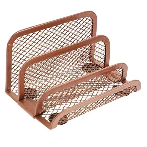 Produktbild: KALLORY 3St Desktop-Aktenregal bücherregal book shelves Briefhalter für den Schreibtisch Zeitungsständer CD bürobedarf deko Buchhalter aus Eisen exquisiter Buchorganisator Metall Rose Gold