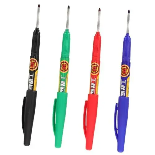 Produktbild: KALLORY 4 Stück Mehrzweck-markierungsstift Baustift Permanentmarker Holzbearbeitungsmarker Holzmarker Farbstift Multifunktionaler Markierstift Stift Markierungsfarbe Plastik