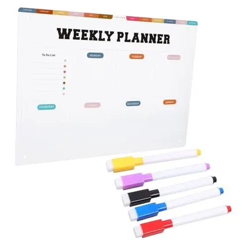 Produktbild: KALLORY Trocken Abwischbare Acryltafel Magnetische Notiztafeln Magnetischer Kalender Für Die Küche Trocken Abwischbarer Kalender Magnetisch Trocken Kühlschrank Whiteboard Trockenlöschtafel