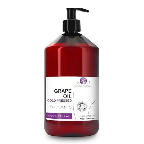 Produktbild: Kaltgepresstes Traubenkernöl 500ml | Intensive Haut- und Haarpflege | Natürlicher Make-up-Entferner | Gesichts- und Körperfeuchtigkeitsöl | Massage- und Mischöl