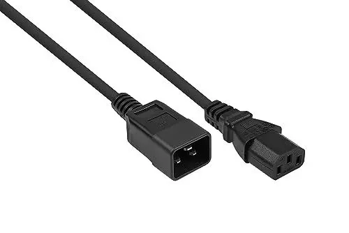 Produktbild: Kaltgeräteverlängerung Kaltgeräte-Stecker C20 an Kaltgeräte-Buchse C13, schwarz, 1,00mm², 2m