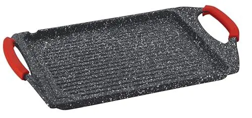 Produktbild: Kamberg - Grillplatte 45 x 27 cm – Aluminiumguss – Beschichtung Typ Stein – für alle Herde, auch Induktion – ohne PFOA/PFAS